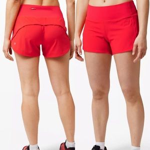 Lululemon Speed Up MR Short Long *4" Carnation Red